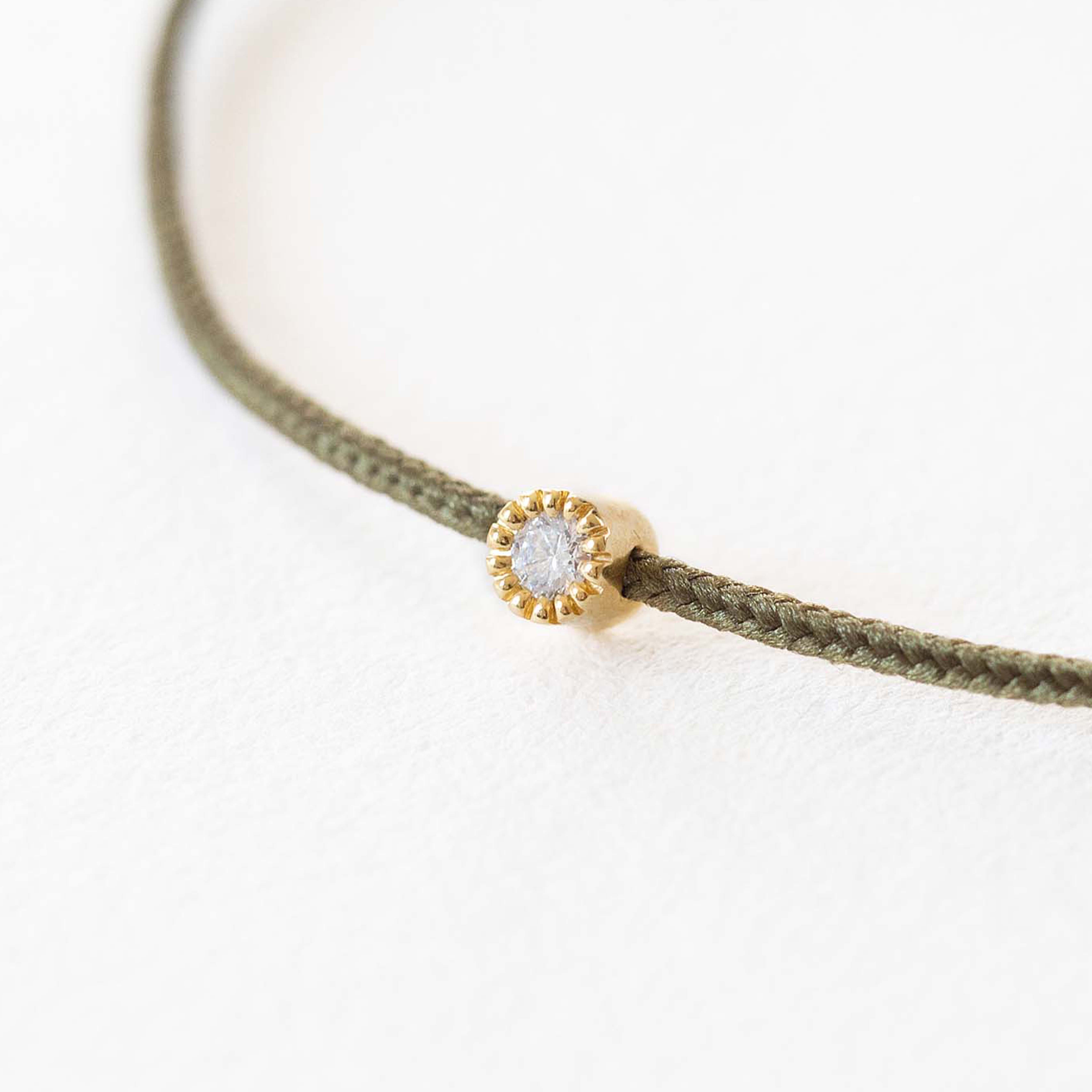 Photo Bracelet khaki cord diamond | Collection My Precious Diamond | Graazie
