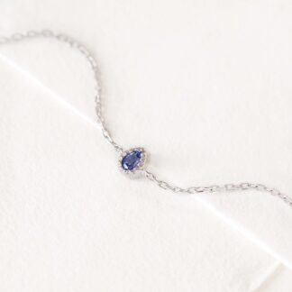 Genuine silver pear sapphire bracelet