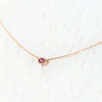 Rose gold oval ruby necklace