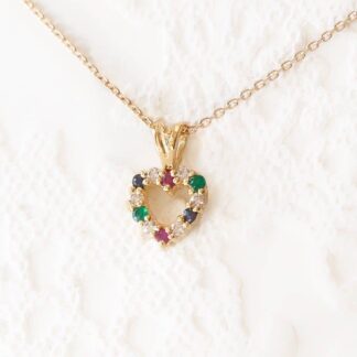 Ruby and sapphire heart necklace