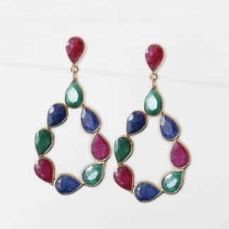 Boucles d'oreilles Byzance Rubis Saphirs Émeraudes