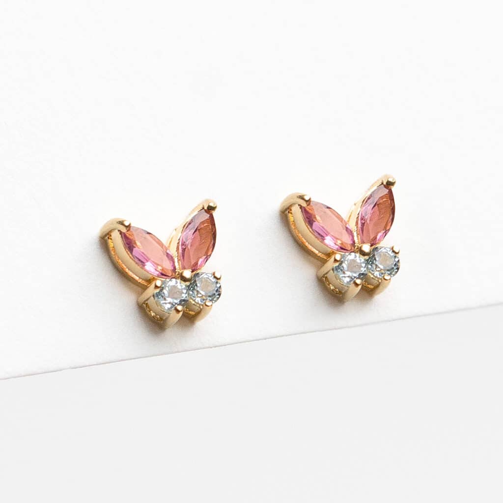 Puces Papillons tourmalines et topazes véritables