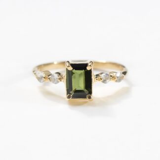 Genuine tourmaline baguette ring