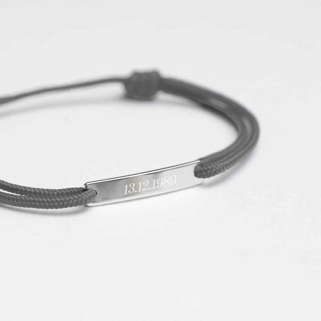 Bracelet en Argent Gris Anthracite - Homme - à personnaliser / graver