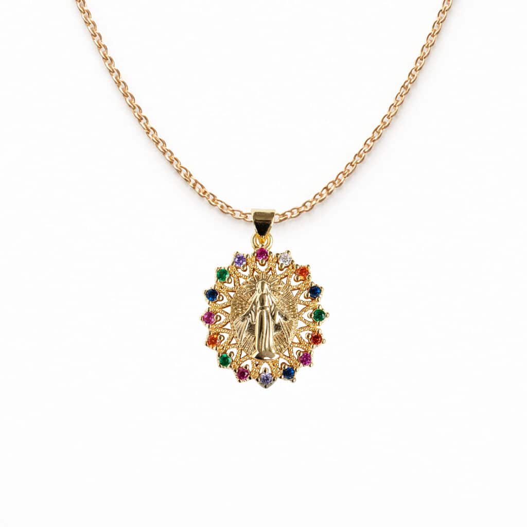Collier Médaillon Vierge Marie Ovale