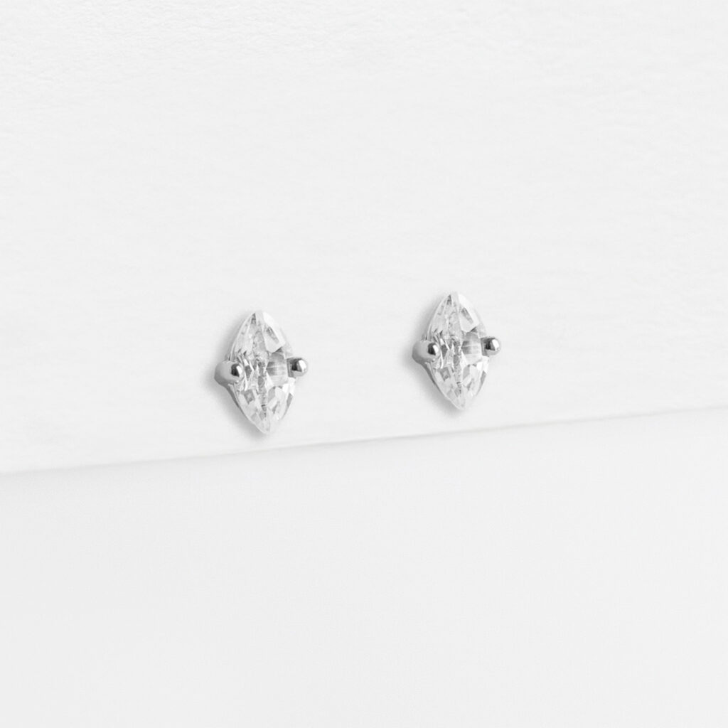 Puces topazes blanches véritables - Argent