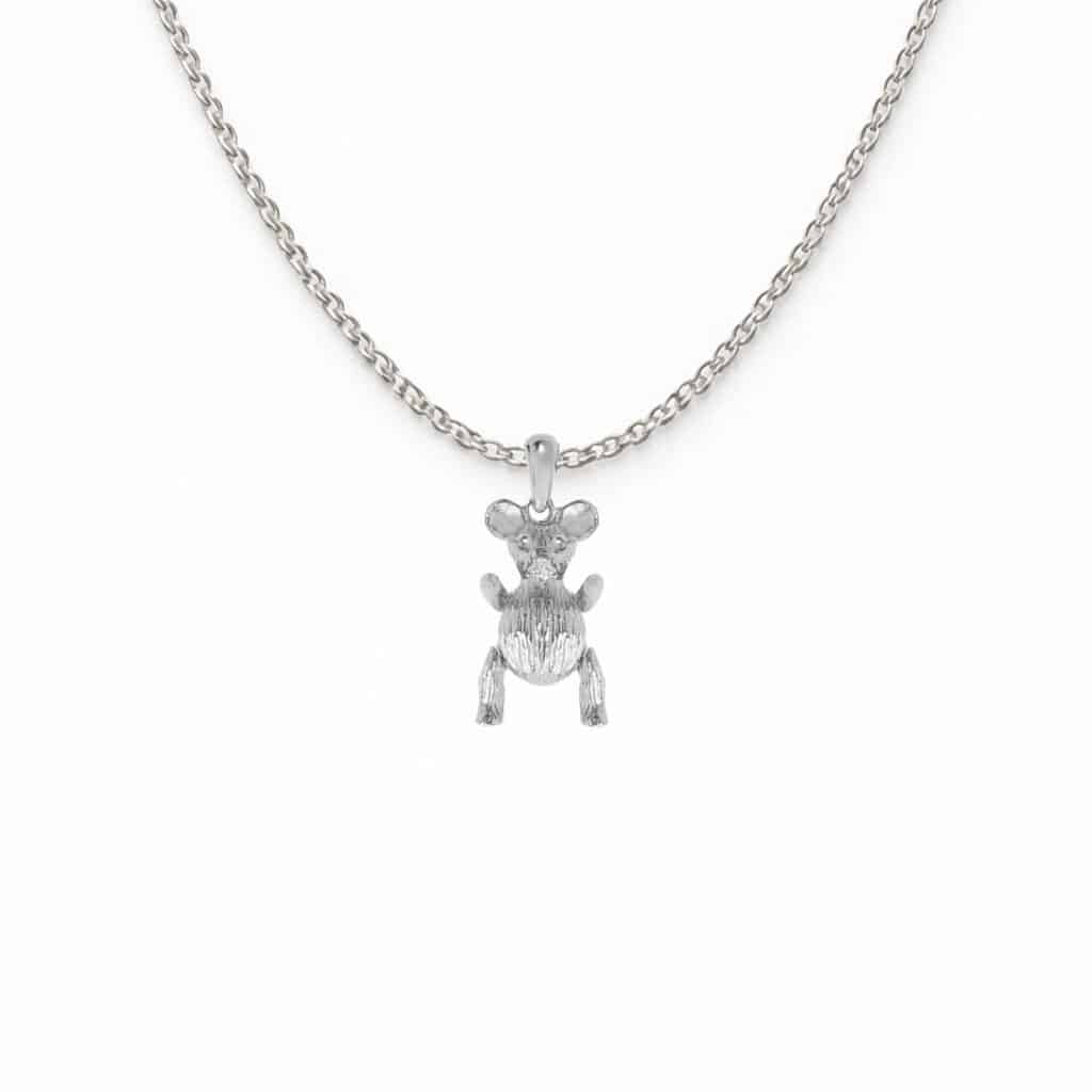 Collier Pendentif Ourson Articulé en Argent - Enfant
