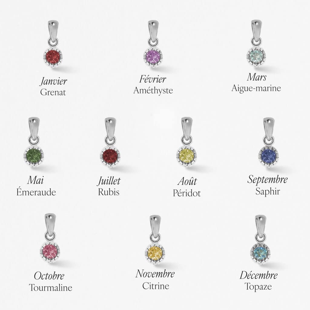 Collier Pendentif Pierre de naissance - Argent