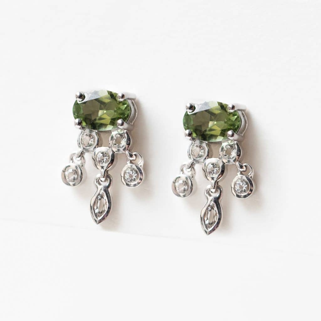 Boucles d'oreilles Art déco tourmaline véritable - En Argent