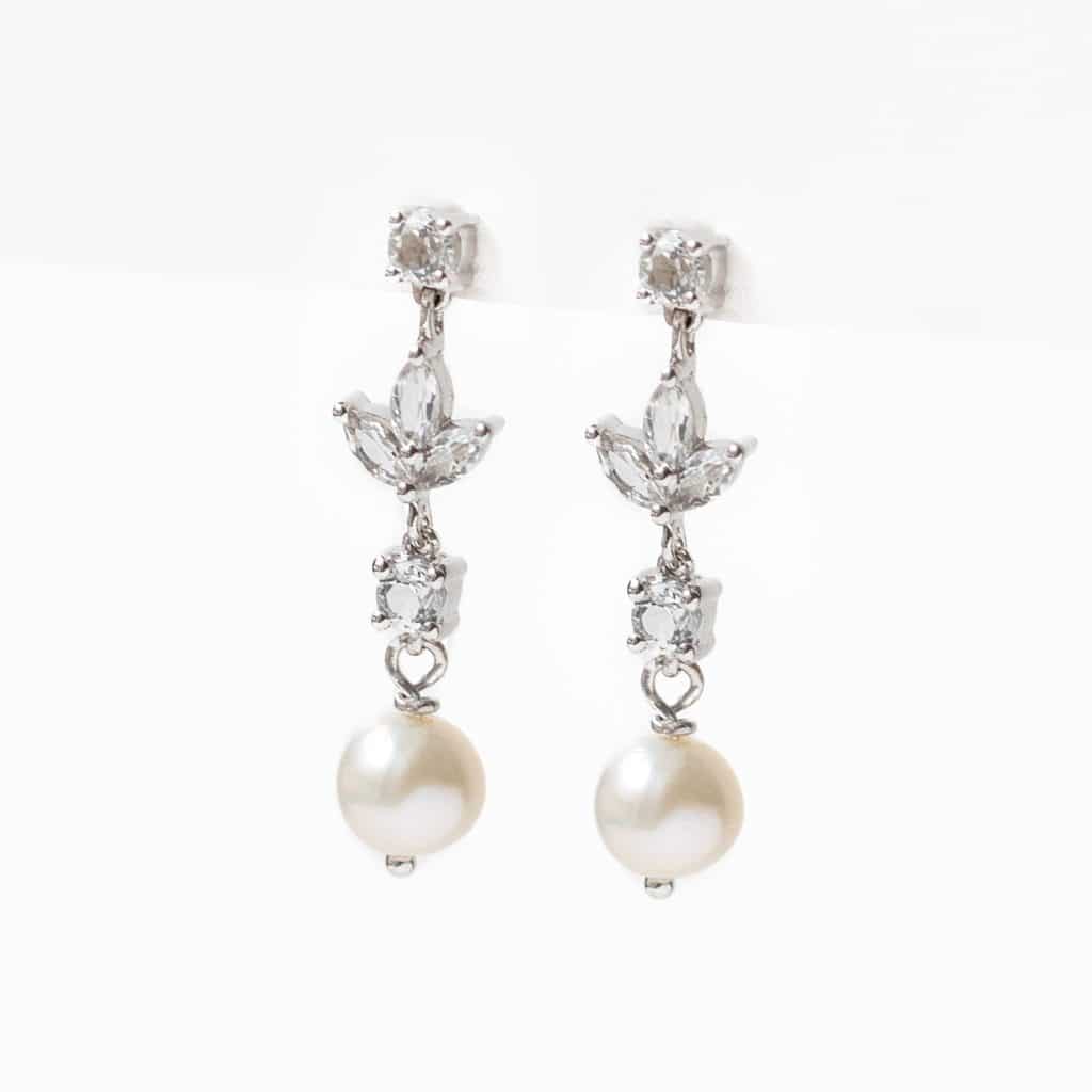 Boucles d'oreilles Art déco topazes et perles véritables - En Argent