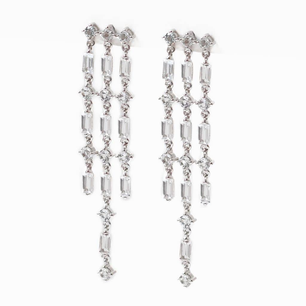 Boucles d'oreilles Riviera Art déco topazes véritables - En Argent