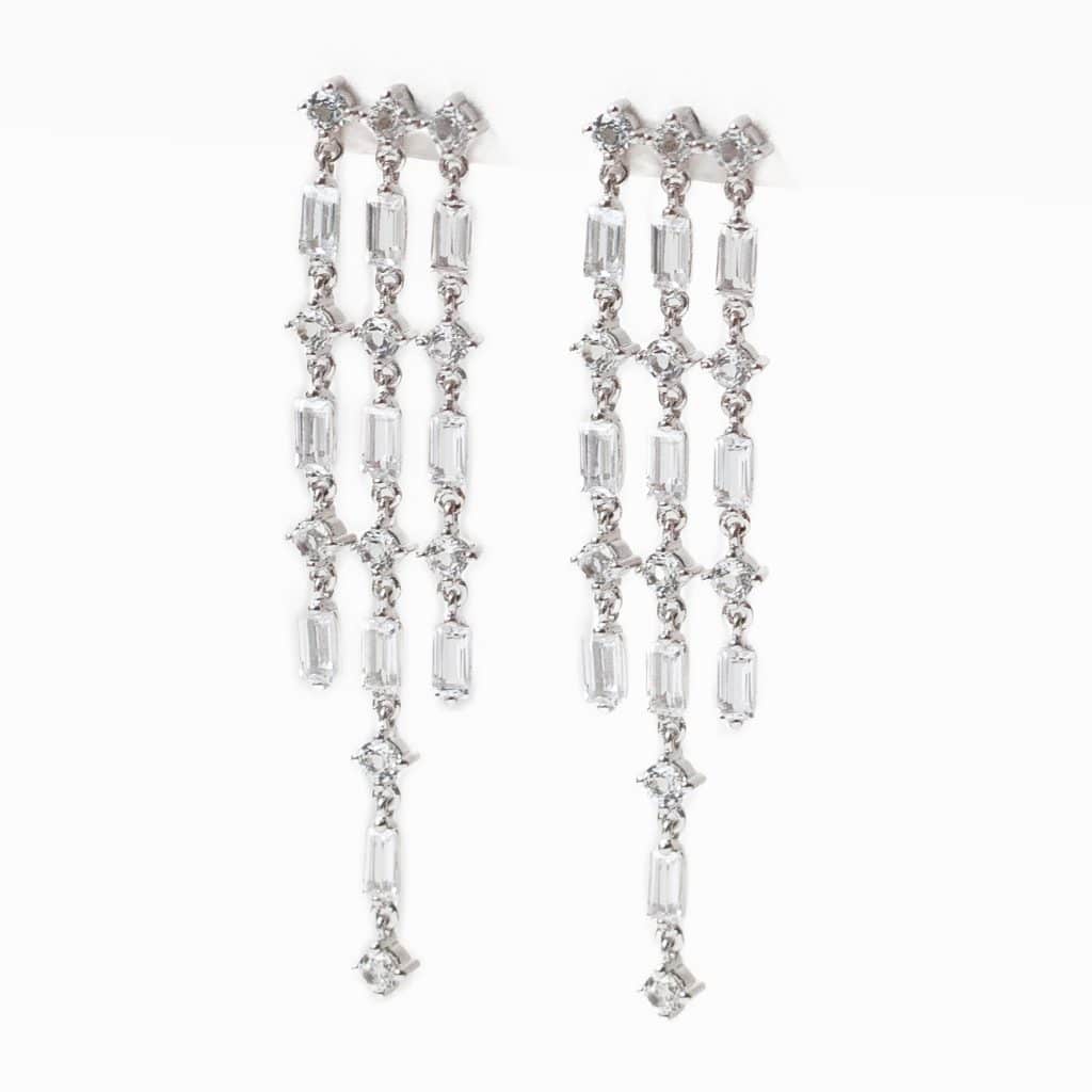 Boucles d'oreilles Riviera Art déco topazes véritables - En Argent