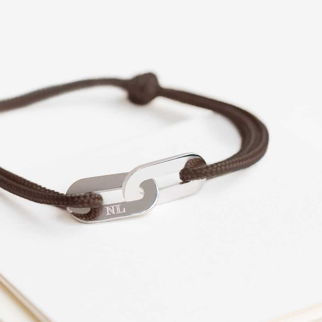 Bracelet anneaux chocolat - homme - à personnaliser/graver
