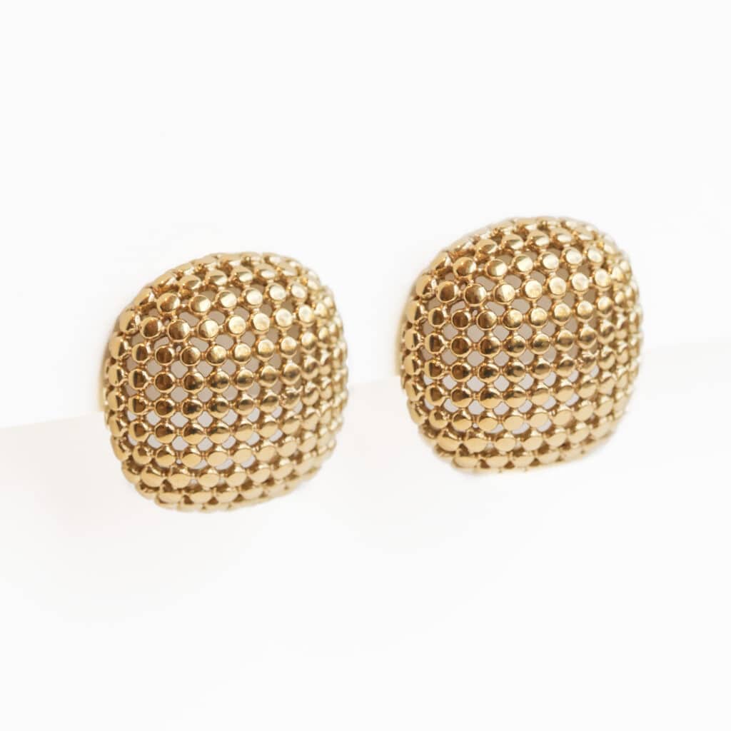 Grosses boucles d'oreilles dôme en acier inoxydable doré pour femme