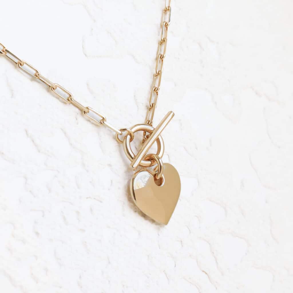 Collier petit coeur plaqué or doré saint-valentin pour femme chaîne épaisse