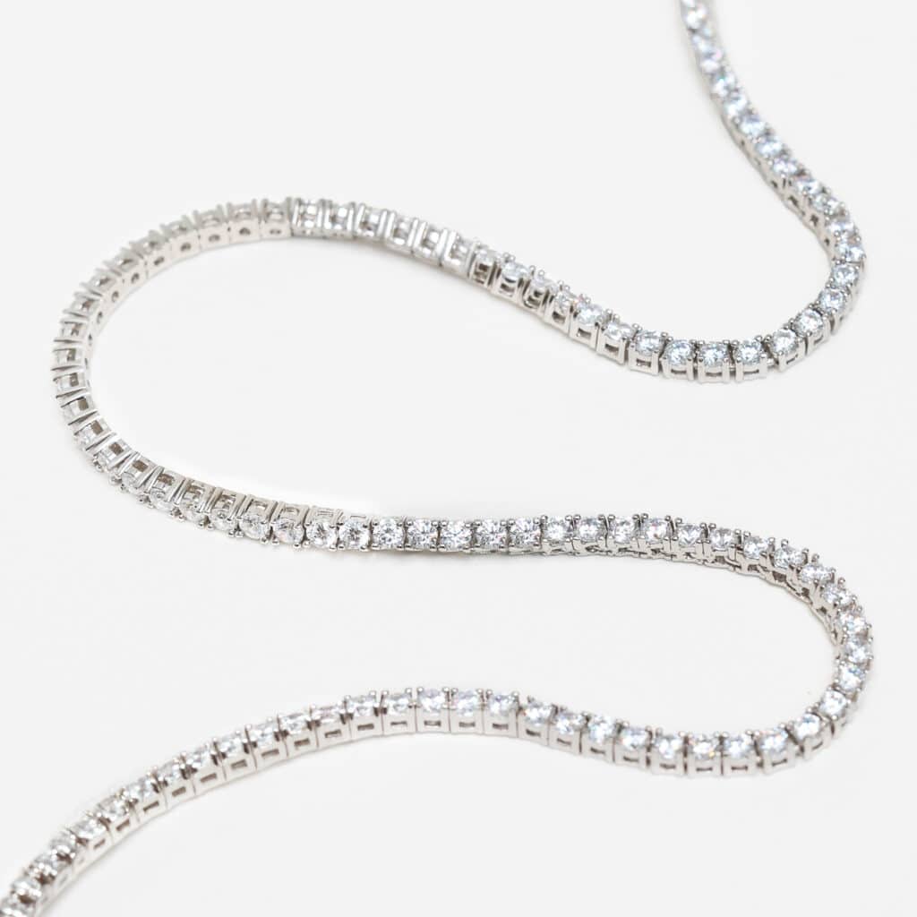 Collier tennis rivière en argent pour femme brillant