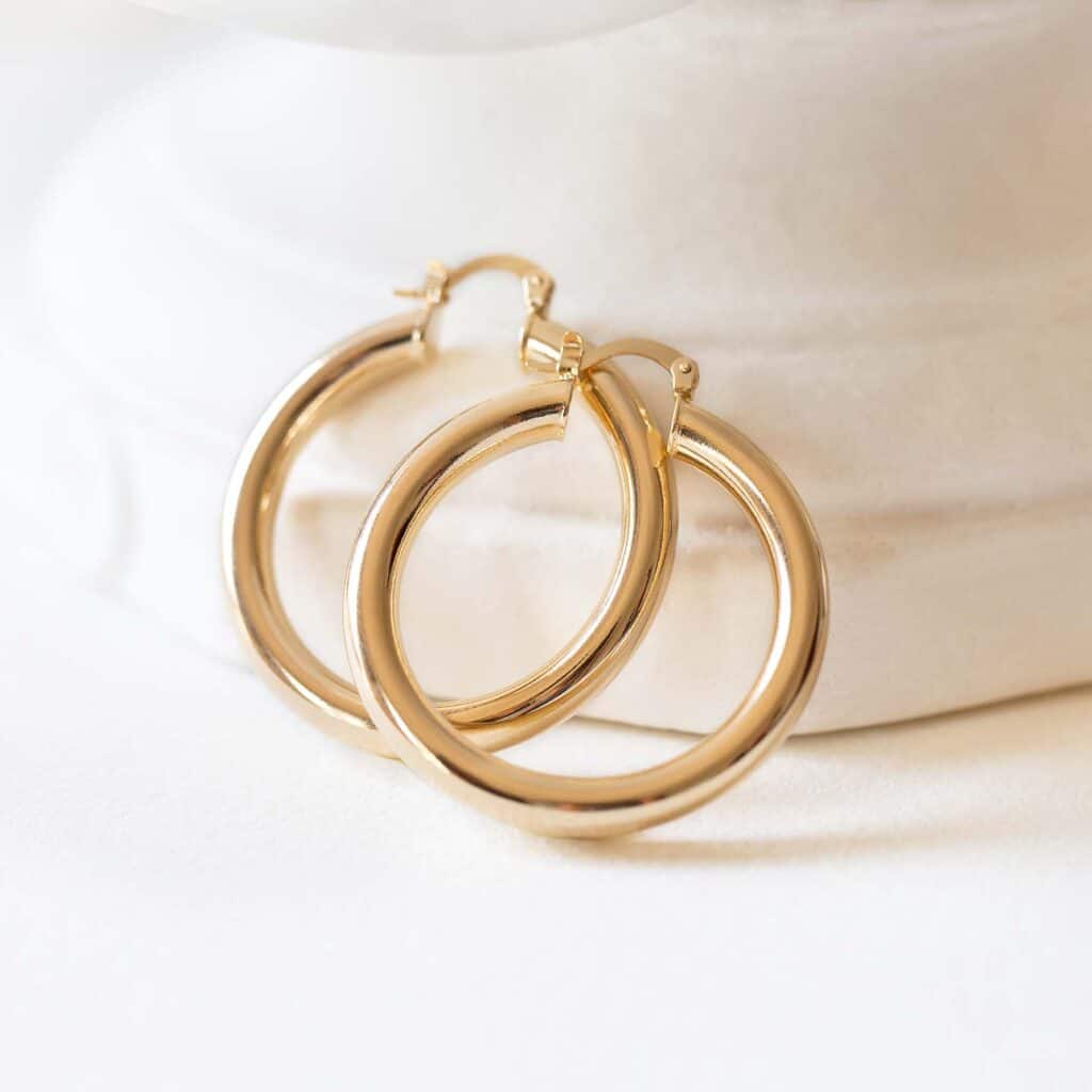 boucles d'oreilles créoles épaisses femme plaqué or 18 carats