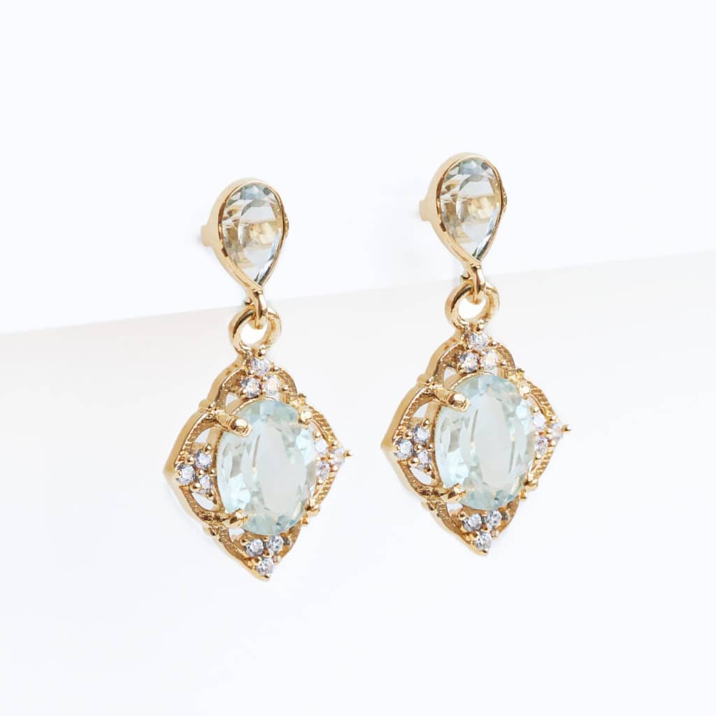 Boucles d'oreilles pendantes en améthystes véritables en plaqué or 18 carats 3 microns texturées pour femme