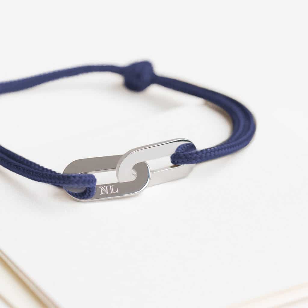 Bracelet anneaux bleu roi - homme - à personnaliser/graver