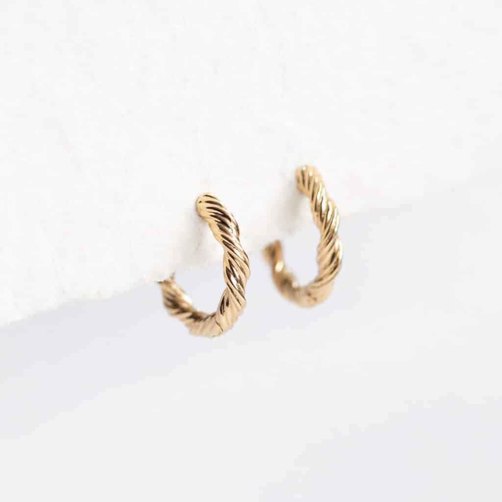 Mini créoles torsades en plaqué or gold pour femme
