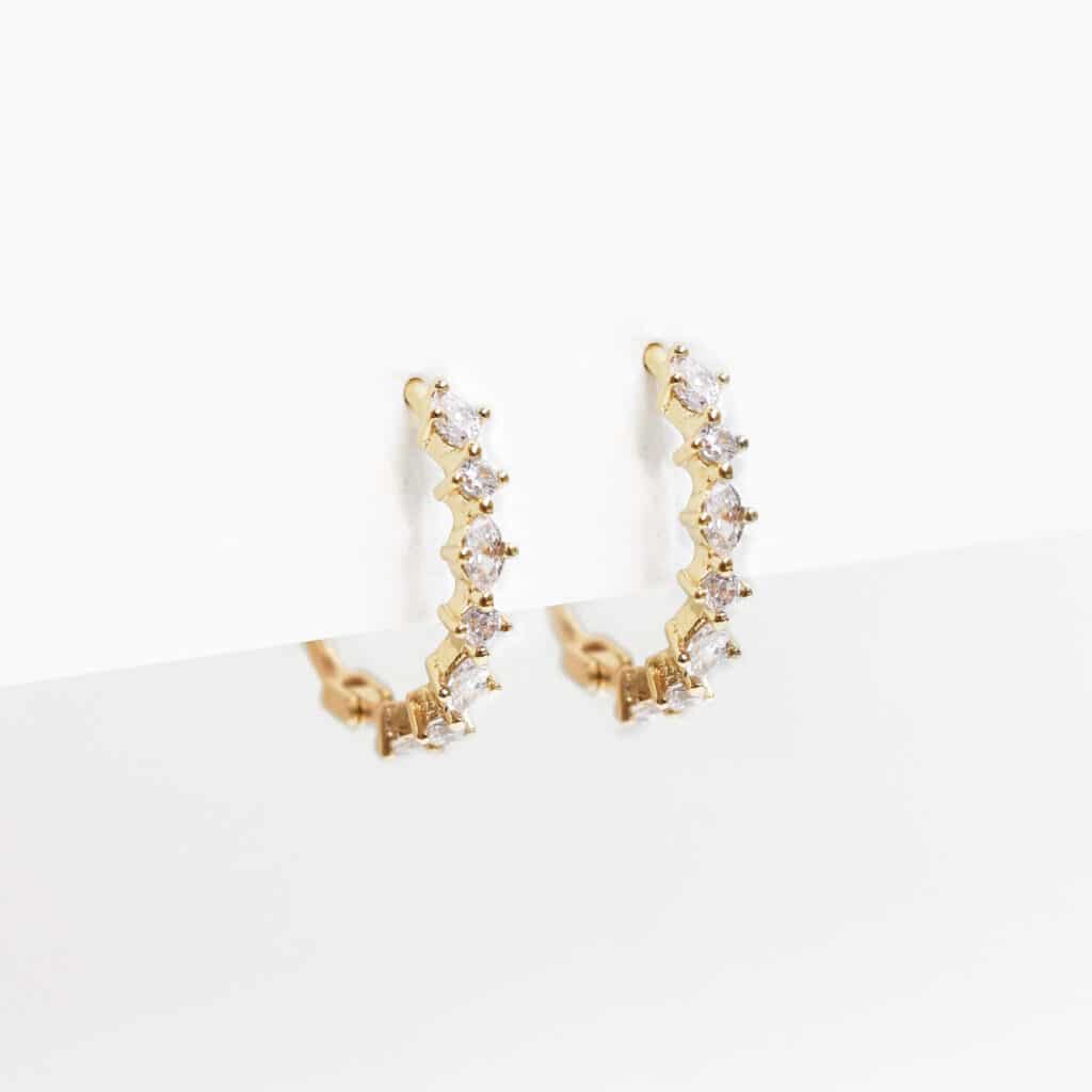 Mini créoles rivières brillantes en plaqué or 18 carats 3 microns pour femme