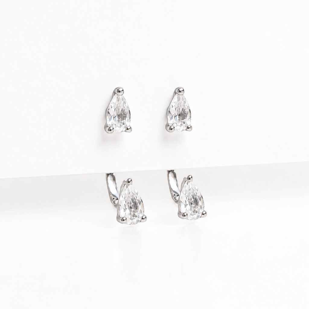 Boucles d'oreilles poires topazes blanches - en Argent