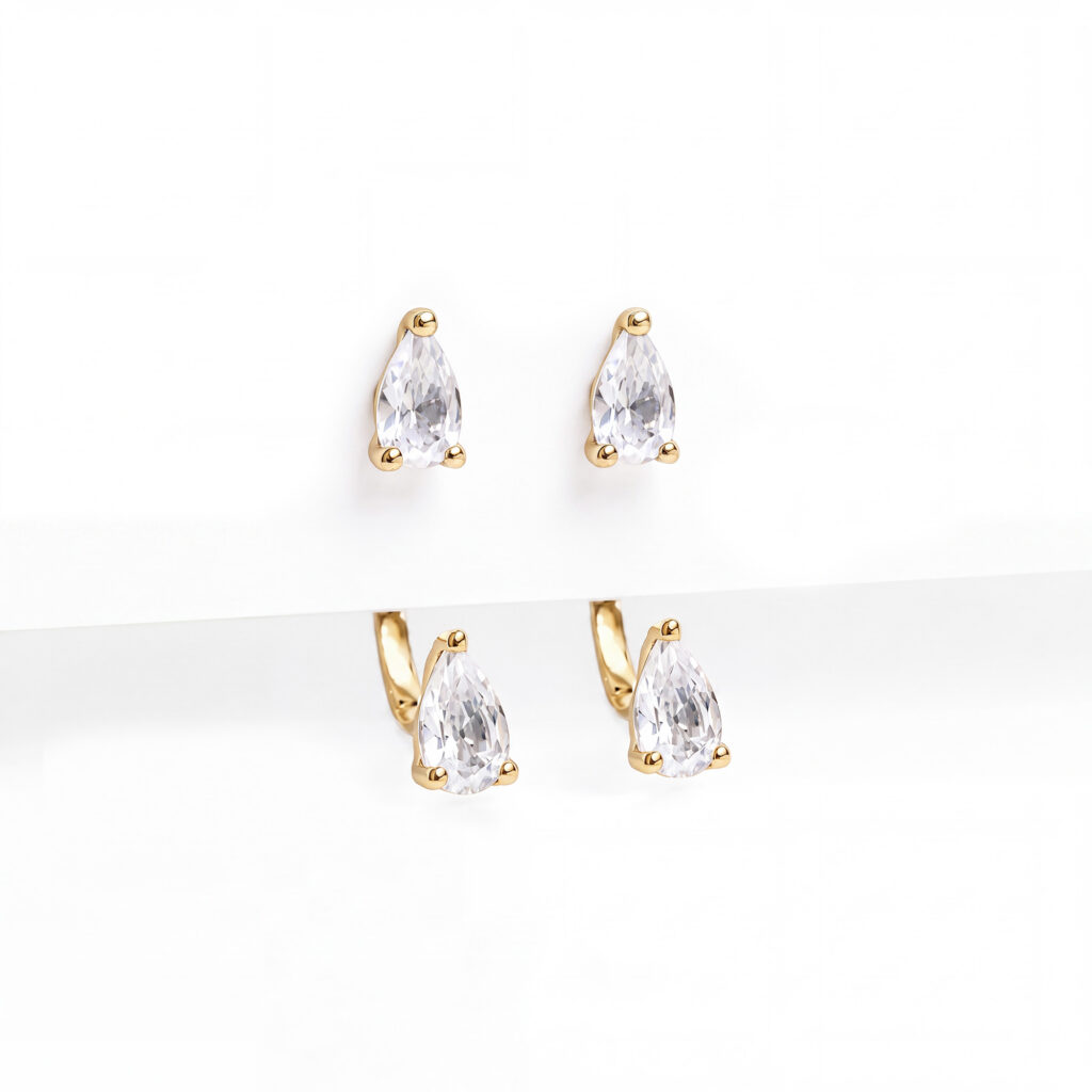 Boucles d'oreilles poires topazes blanches